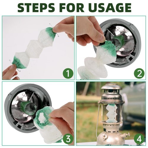 Thinp 6 Pcs Lantern Mantles,3-Layer Propane Lantern Mantles Insta-Clip 2#95 Mantles Gas Lantern Mantles with 2 Install Clip Accordion Shape Mantles for Gas Lantern