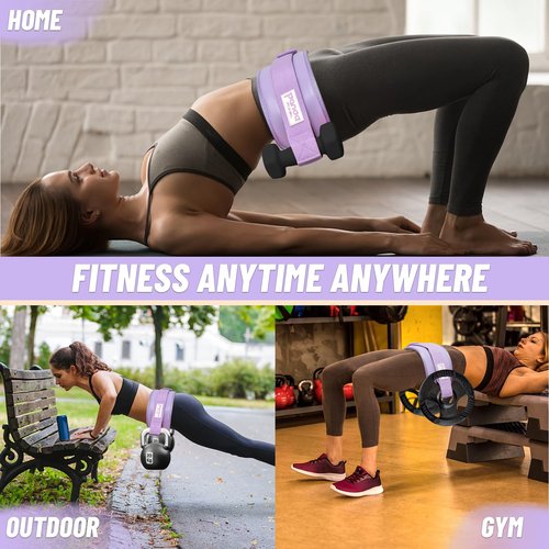 Hip Thrust Belt, Pixel Panda Hip Thrust Band, Portable Hip Thrust, Easy to Use with Dumbbells Kettlebells Plates, Hip Thruster for The Gym Home Workout (Purple)