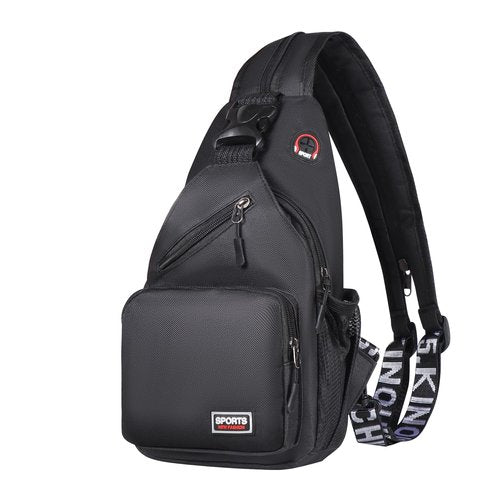 VALUEQLO Convertible Sling Bag Crossbody Backpack with Headphone Jack, Small Shoulder Chest Bag Casual Daypack for Women Men Hiking Travel Cycling, Black