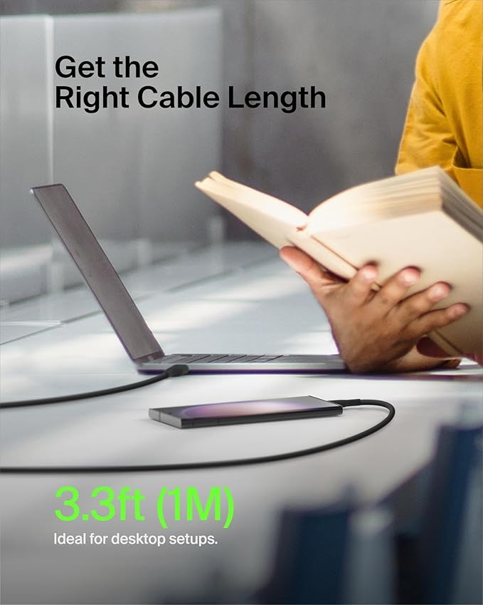 Belkin BoostCharge USB-C to USB-C Cable (1M/3.3ft) Fast Charging Cable for iPhone 16, iPhone 16 Pro, Nintendo Switch 2, Galaxy S25, S24, Pixel, iPad Pro, Carplay & More- Black (2-Pack)