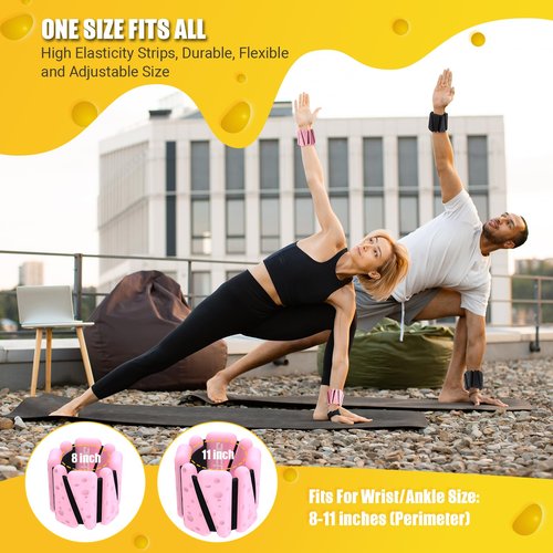 Wrist Ankle Weights for Women 2 Lbs, Adjustable Silicone Weighted Bangles for Arm & Leg Workouts, Wearable Weighted Bracelet for Pilates, Yoga, Barre, Walking and Pool Exercise (Set of 2)