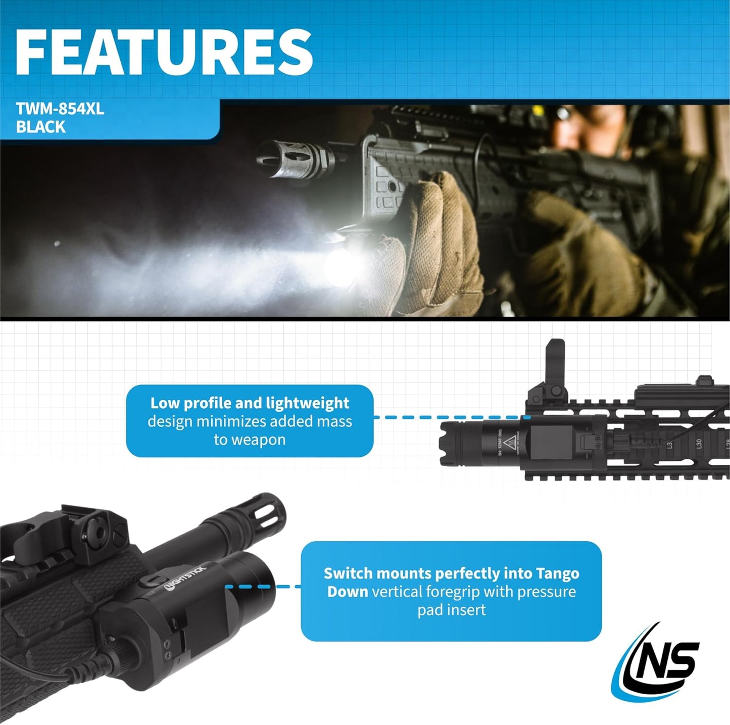 Nightstick TWM-854XL 850-Lumen Weapon-Mounted Light w/RPS - Long Gun