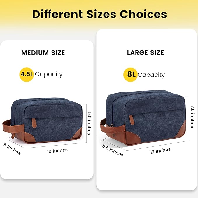 Vorspack Large Toiletry Bag Hanging Dopp Kit for Men Water Resistant Canvas Shaving Bag with Large Capacity for Travel - Navy Blue