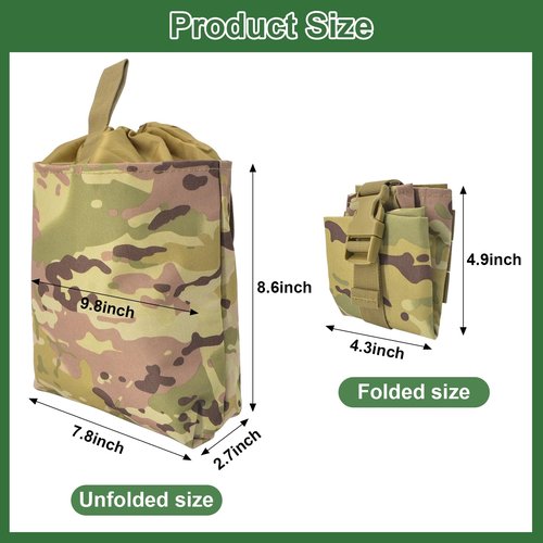 succulentlovers 2pcs Folding Dump Pouch, Drop Pouch Magazine Utility Waist Bag for Hunting Shooting Tactical Battle Belt Backpack Accessories