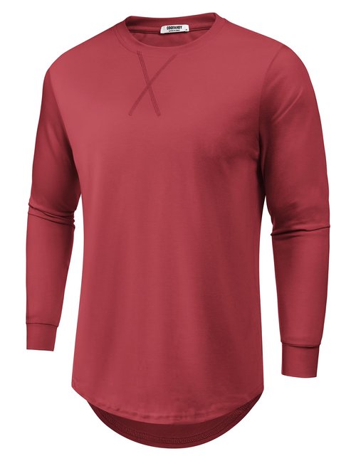 COOFANDY Men's Muscle Fitted T Shirt Gym Workout Bodybuilding Long Sleeve Tee Cotton Hipster Hip Hop Longline Casual Crewneck Fall Shirt