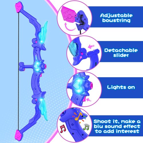 Kids Bow and Arrow Toy, Angel Light Up Archery Set W/ 10 Suction Cup Arrows, Targets & Quiver, Outdoor/Indoor Games for Kids Ages 4-7 8-12, Birthday Gifts for 4 5 6 7 8 9 10 11 12 Year Old Boys Girls