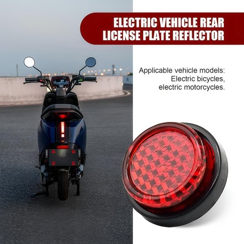 waswale 6 PCS Bicycle Rear License Plate Reflective Warning Plate Label Bolt-on, 0.94" x 0.35" M5 Round Mini Decorative Reflective Plate, Safe Travel Accessories, for Bicycles, Motorcycles (Red)