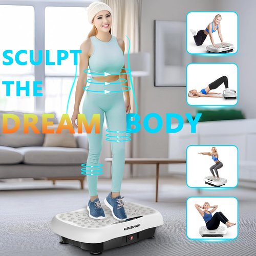 Vibration Plate Exercise Machine for Weight Loss, Power Vibrating Platform Full Body Workout, Home Gym Equipment with 120 Adjustable speeds, 330 Lbs, Shake Board for Lymphatic Drainage and Fitness
