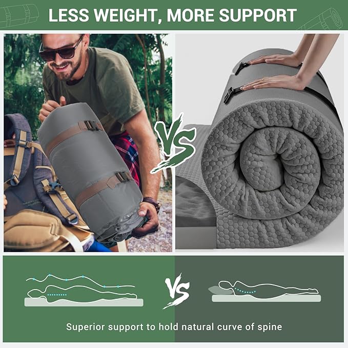 Elegear Air & Foam Self Inflating Sleeping Pad, Built-in Electric Pump 4" Ultra-Thick Memory Foam Camping Mattress with Pillow Double Camping Pad 4-Season R-value 9.5 Camp Mat for Car/Traveling - Full