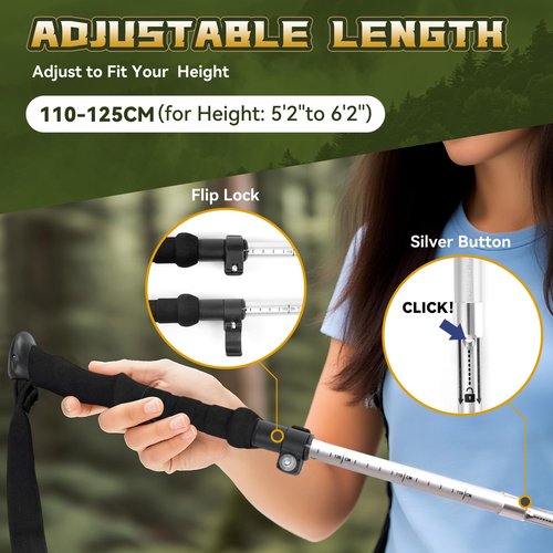 THRISTRIDE Collapsible Aluminum Single Trekking Pole（1pc） - Lightweight Hiking Stick for Women, Men & Seniors, Adjustable Walking Sticks for Hiking, Camping & Outdoor Activities
