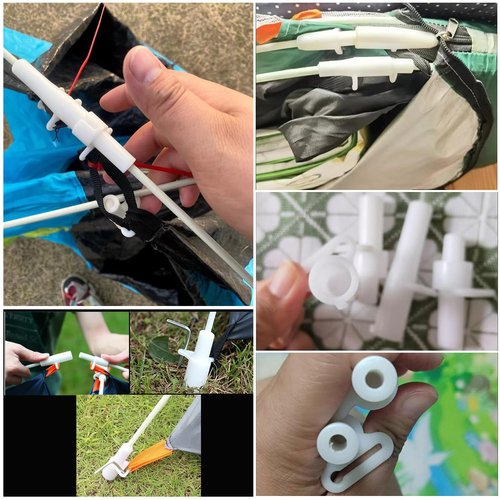 SquEqu 4 Set Pop-up Camping Tent Pole Joint Fittings Replacement 5mm Fiberglass Tent Poles Bracket Foot End Support Insert Connector for Easy Pop Up Tent Instant Automatic Setup Beach Tents