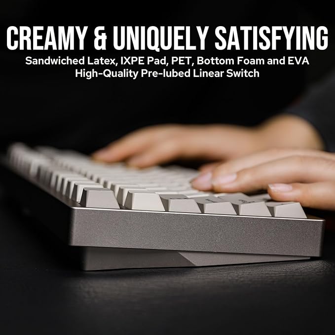 EPOMAKER P87 TKL Aluminum Wireless Gaming Keyboard, QMK/VIA Programmable, 87% Bluetooth/2.4Ghz/USB-C, with CNC Metal Knob and RGB Backlight (Khaki, Wisteria Linear Switch)