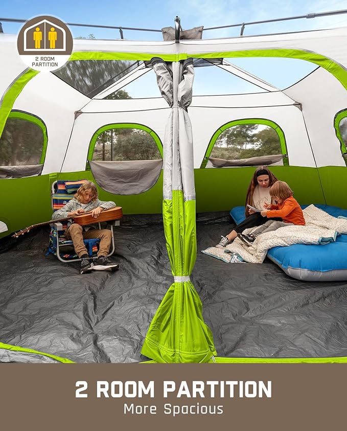 FanttikOutdoor Camping Tent 4/6/8/10 Person Instant Cabin Tent Setup in 60 Seconds with Rainfly & Windproof Portable with Carry Bag for Family Camping & Hiking