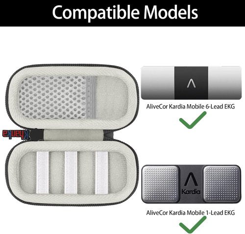khanka Hard Case for AliveCor KardiaMobile ECG Monitor, Fits KardiaMobile 6L/6L Max, 6-Lead Personal EKG Device, Portable Heart Monitor Storage Case（Gray）
