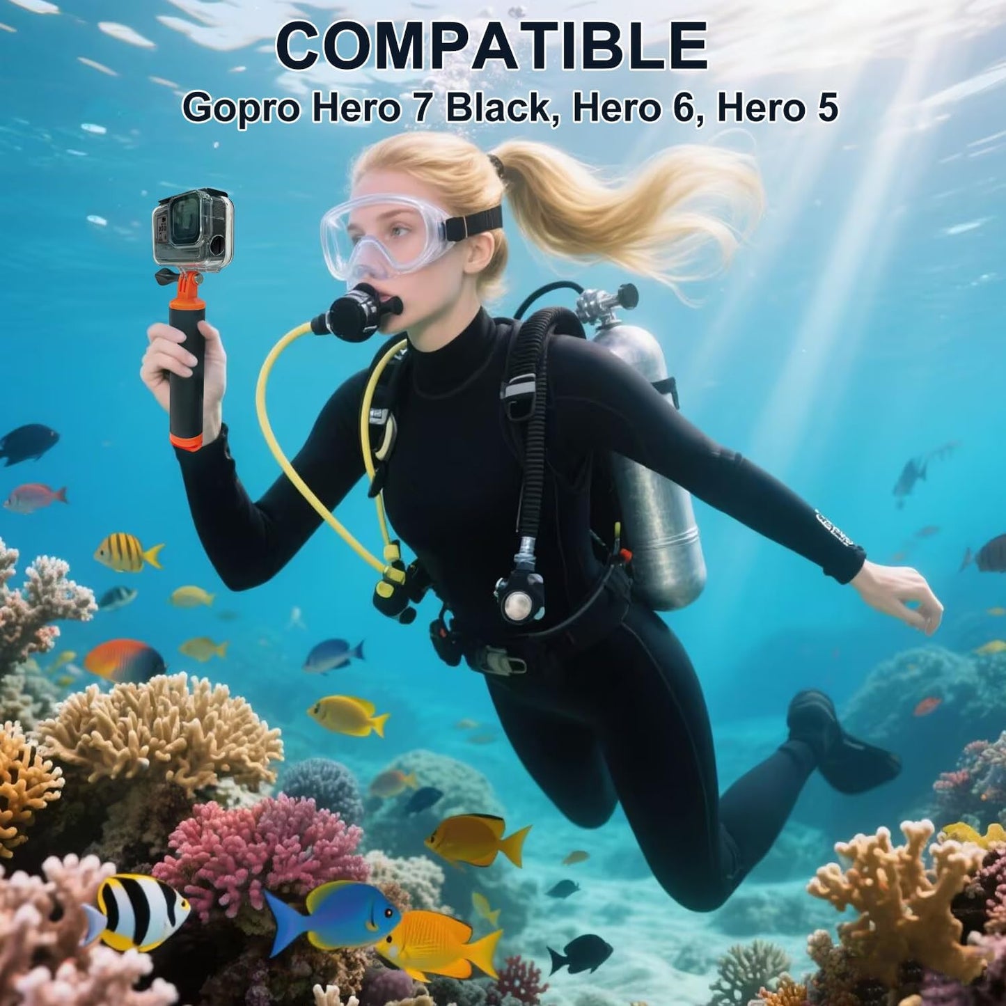 Suptig Replacement Waterproof Case Protective Housing Compatible for GoPro Hero 7 Black Hero 5 Gopro Hero 6 for Underwater Charge Use Water Resistant up to 164ft (50m)