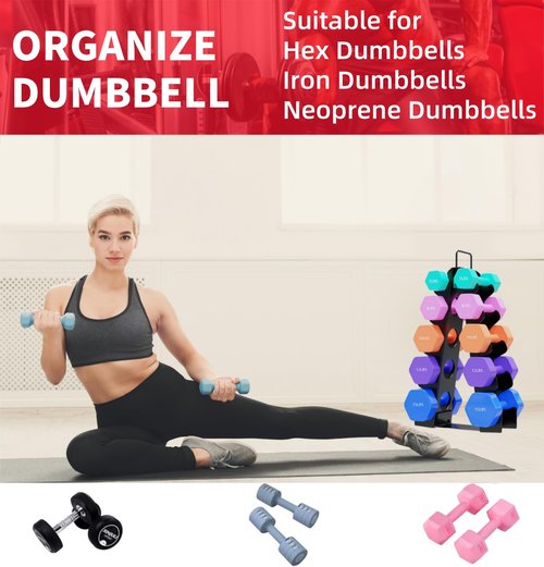 Weight Rack for Dumbbells, 5 Tiers Compact A-Frame Home Gym Organizer, Dumbbell Rack Stand Only, Alloy Steel Dumbbell Rack with Handle for Home Gym and Workout (Dumbbells Not Include)