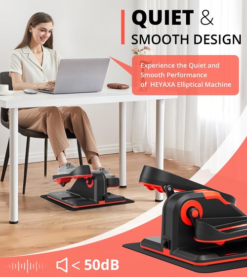 Under Desk Elliptical, Electric Ellipse Leg Exerciser While Sitting for Seniors Adults (Red)