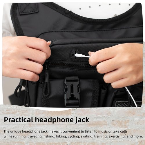 QCBF Outdoor Sports Chest Bag for Men, Running Vest Tactical Pack, Water Resistant Lightweight Front Run, with Extra Storage, Chest Vest Holster Fits Most Pistols, Fit Hiking (Black)