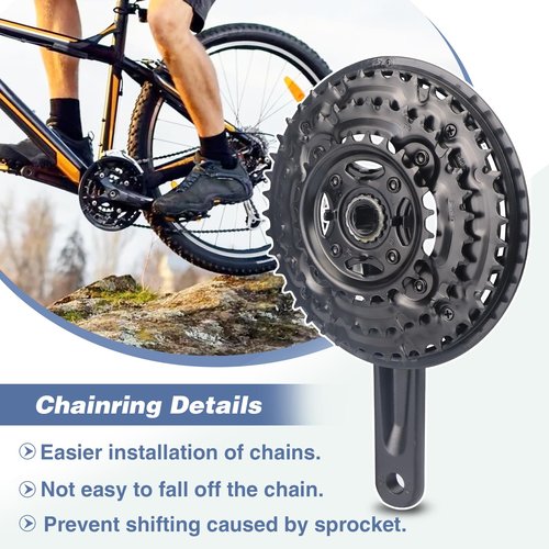 ZUKKA Bicycle Crankset Square 42-34-24 Teeth for 3x6/7/8 Speed 170mm for Mountain Bike Transmission Square Gear