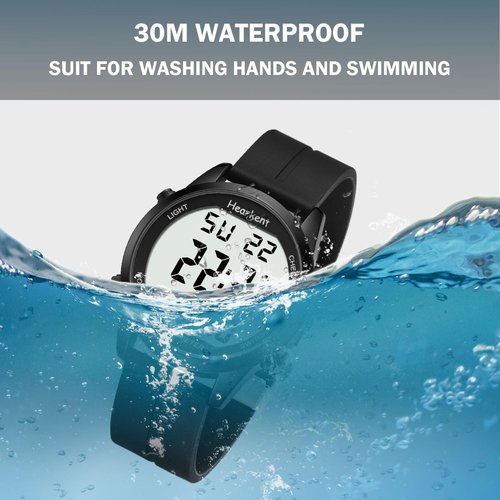 Hearkent Pedometer Watch for Walking for Senior No App Required with Steps Calories Counter and LCD Large Numbers(All Black)