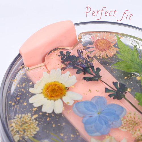 LA KEN DU Used for Stanley Cup Lid Accessories Charms, Dried Flower Lid Charms for Stanley Cups H2.0 Accessories 30oz 40oz with Silicone Straw Cover Cap for Tumblers(Dried Flower, 40oz)