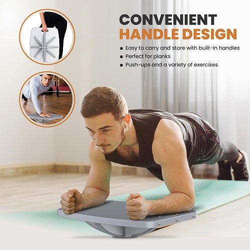 Professional Wooden Balance Board, 360 Degree Portable Wobble Board with Comfortable Surface, Standing Desk Rocker Board for Physical Therapy, Core Strength Stability Training (360 Degree-Light Gray)