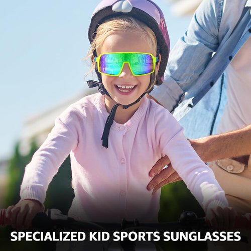SODQW Kids Baseball Sunglasses Sports Wrap Around Frame Cycling Running Glasses for 6-12 boys girls