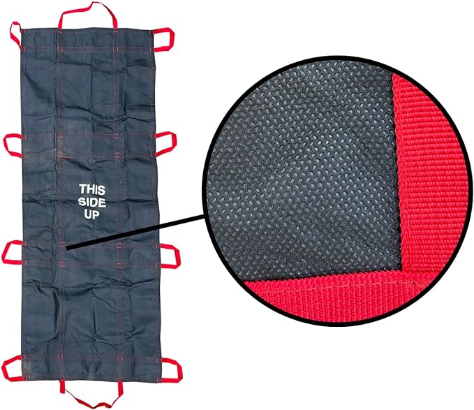 Rescue Essentials Brand Public Access QuikLitter, Red Nylon Handles, Non-Woven Fabric, 500 Lb Rated, Low Cost, Disposable for Patient Transfer, Casualty Evacuation