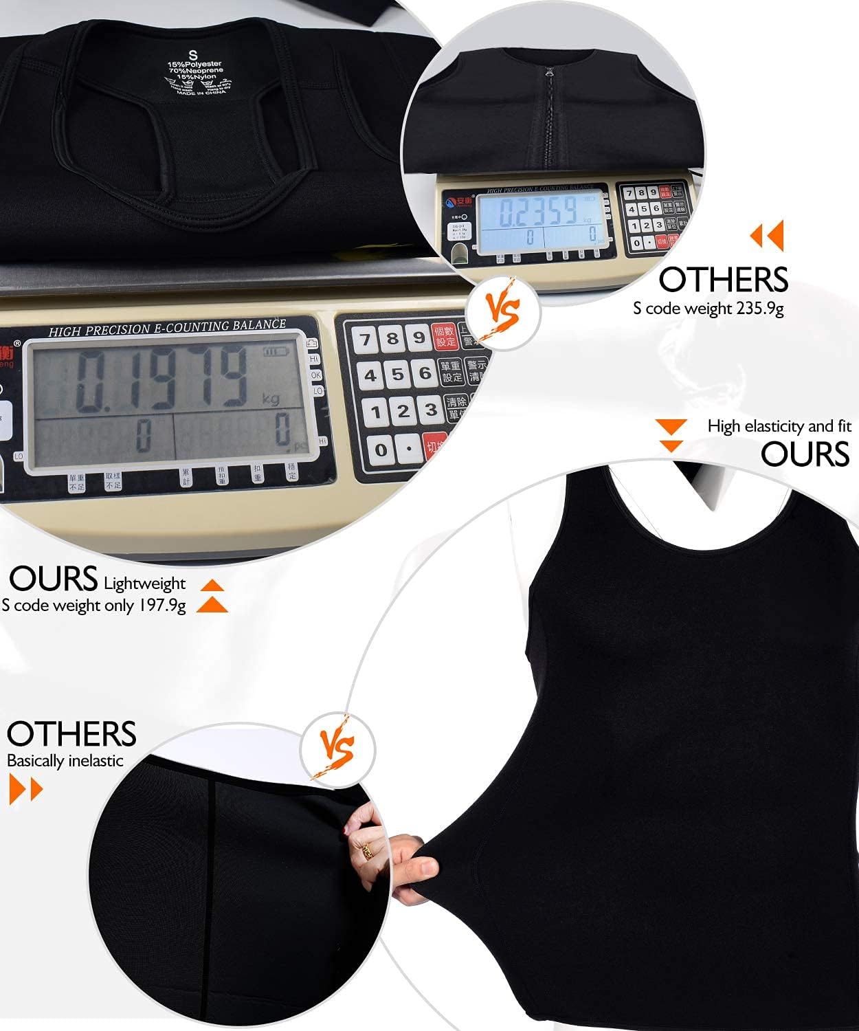 NonEcho Men Sauna Vest Neoprene Sweat Weight Loss Waist Trainer Shirt Workout Tank Top