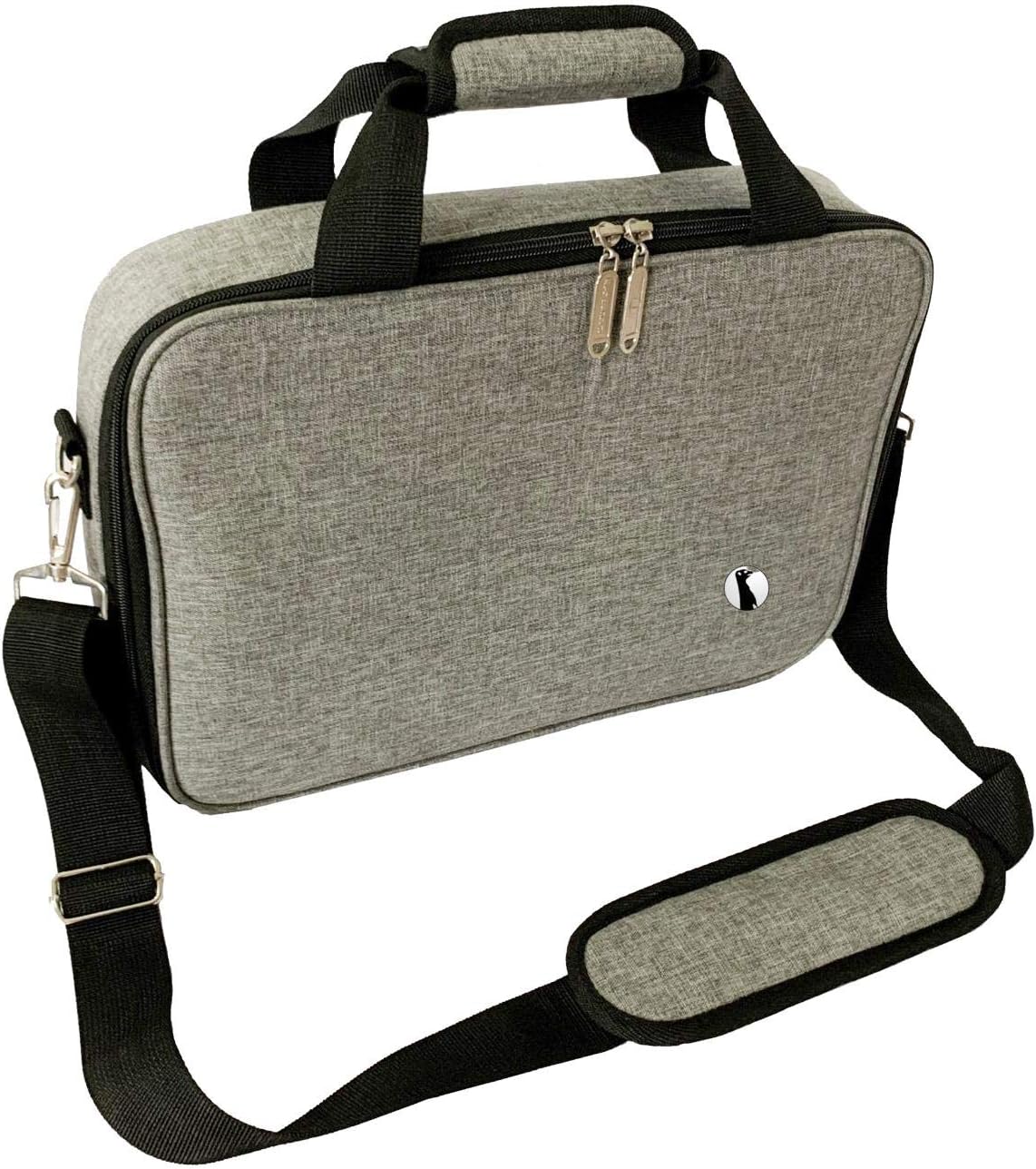 Red Suricata Insulated Slim Cooler – Ultra Thin, Flat Mini Small Cooler Lunch Bag Fits 10 Drink Cans - 2 Slim Reusable Ice Packs Included - Small Iceless Golf Cart Bag for Beer (Black)
