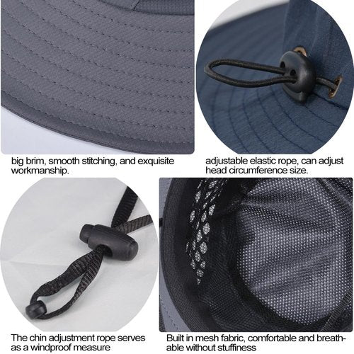 Sireck Fishing Hat, UPF50+ Wide Brim Sun Hat for Men Women, UV Protection Hiking Beach Bucket Hats Summer Safari Hat (Gray)