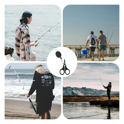 2 PCS Fishing Scissors with Retractable Buckles, Fishing Line Cutter for Braided Line, Cutter Stainless Steel with Teflon Coated Fishing, Fishing Accessories Tools for Saltwater Freshwater