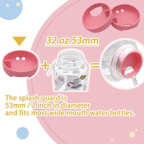 LUTQ 2-Pack Silicone Splashguard for Nalgene, Splashguard Wide Mouth for Nalgene Splash Guard 32 oz Wide Mouth Water Bottle Accessories - Sakura Pink, for Wide-Necked Bottles with 53 mm Opening