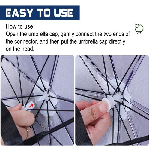 MUFEKUM 4 Pack Folding Waterproof Umbrella Hats for Adults - Hands-Free Head Umbrella Caps with Head Strap for Outdoor Parties, Fishing, Sun, Rain, Beach, Golf, Hiking
