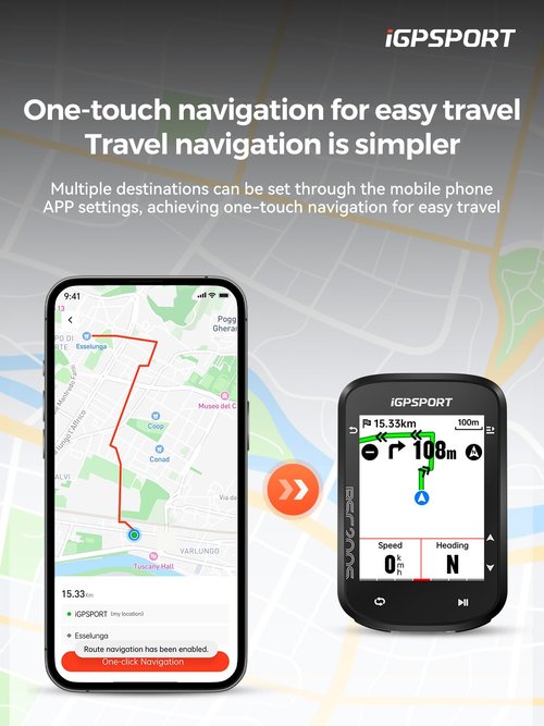 iGPSPORT BSC200S GPS Bike Computer, Wireless Route Navigation 2.4'' Screen Bluetooth ANT+ Cycle Computer IPX7 Waterproof (BSC200S)
