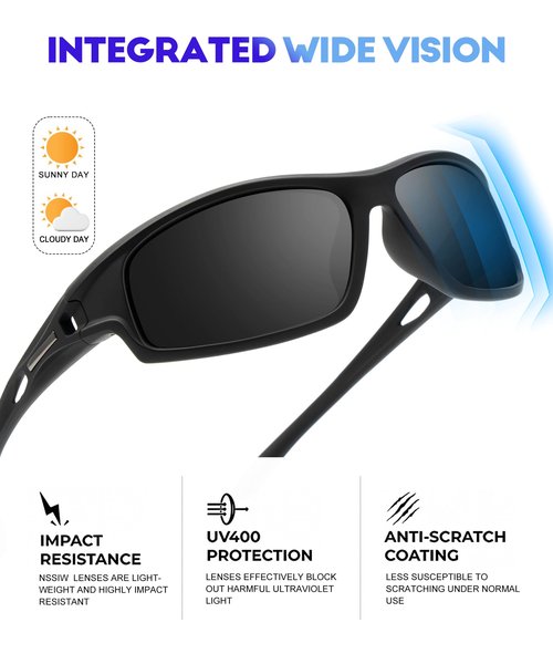 NSSIW Polarized Sunglasses-for-Men-Women Sports Mens-Sunglasses: Wrap Around Sun Glasses UV400 Running Fishing Golf 3 Packs