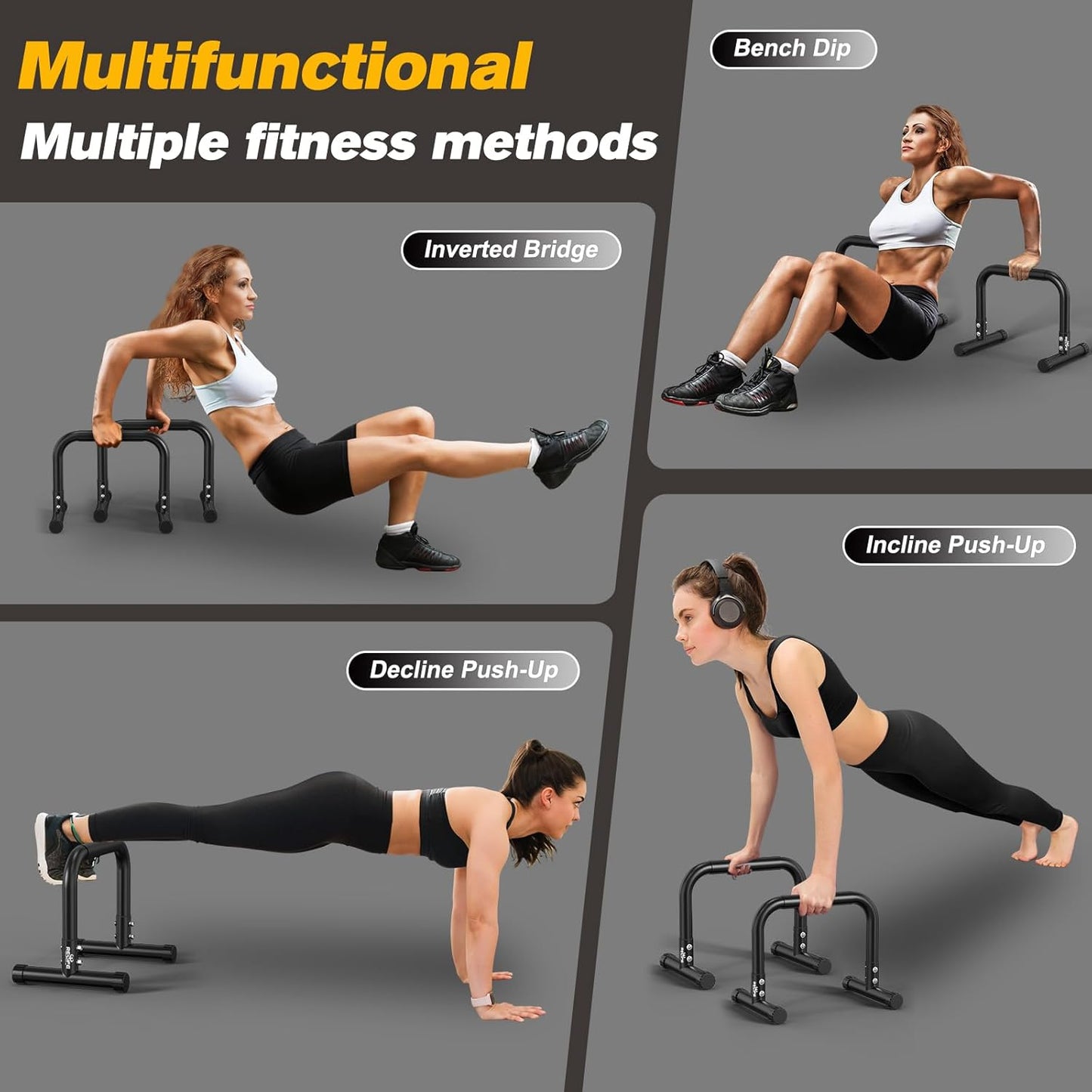 RELIFE REBUILD YOUR LIFE Dip Station Functional Heavy Duty Dip Stands Fitness Workout Dip bar Station Stabilizer Parallette Push Up Stand