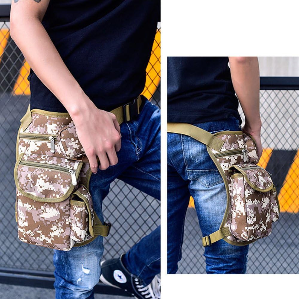 Small Multi-Purpose Drop Waist Leg Bag Canvas Utility Tactical Hip Molle Pack Sport Camping Hiking Motorcycle Racing Thigh Pouch Army Green