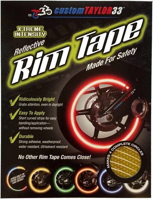 High-Intensity Yellow Reflective Safety Rim Tapes for All Vehicles - Custom Fit 17” SportsBike
