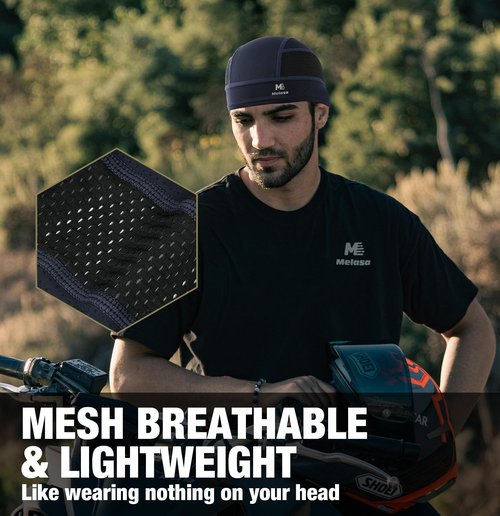 MELASA Cooling Skull Caps Helmet Liner, Lightweight Mesh Under Helmet Cycling Motorcycle Hard Hat Sweat Liner for Men Women (Dark Blue)
