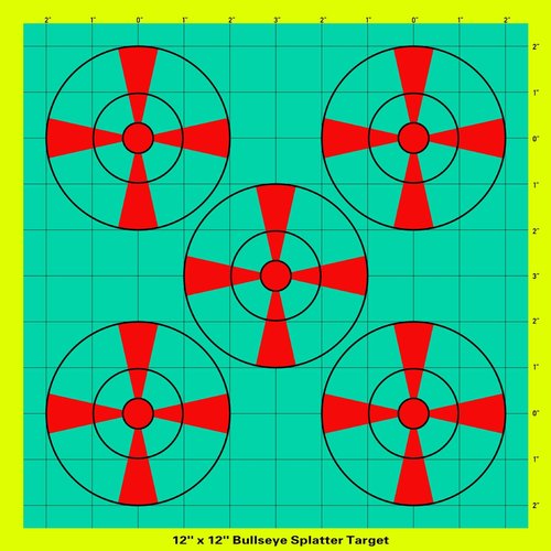 12x12inch Shooting Targets, Square Sight-in Splatter Paper Adhesive Bright Yellow Reactive Targets for Indoor Outdoor Shooting Practice (Red&Turquoise-10Pack)