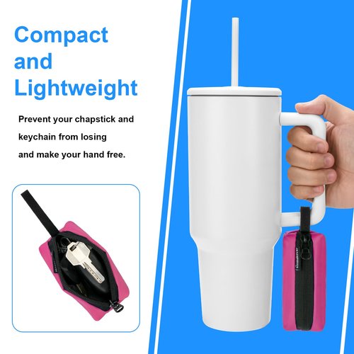 Water Bottle Chapstick Keychain Holder, Balm Sleeve Pouch Keychain Holder 2 in 1 Holder Fits for Stanley Tumbler Cup or Mug Cup (Hot pink, 1)