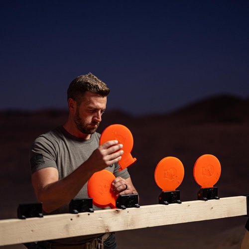 DA Targets 6” Self-Healing Knockdown Targets for Shooting - Bright Fluorescent Orange - Safe Ricochet-Free Design - for Pistol, Handgun - Indoor, Outdoor Use - Perfect for Gun Range Practice