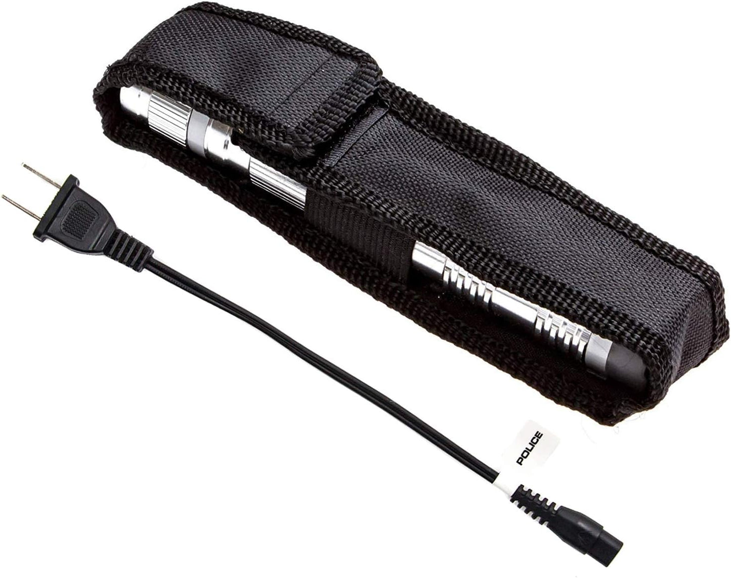 POLICE Stun Gun for Self Defense – M12 Aluminum High Voltage Mini Rechargeable with LED Flashlight, Compact & Heavy Duty – Personal Security for Women & Men – Grey