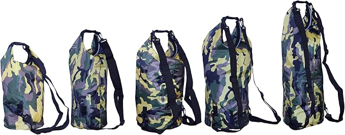 Waterproof Dry Bag Combo 5-30L Roll Top Dry Storage Bag Backpack for Kayaking Boating Beach Camping Travel Fishing, w/Phone Case & Collapsible Water Bottle & Sunglasses & Ear Band,Yellow 15L