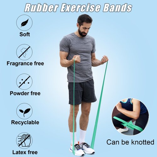Resistance Bands Set, Latex-Free Exercise Bands for Working Out, Professional Physical Therapy Bands, Elastic Bands for Stretching, Suitable for Rehab, Yoga, Pilates, Gym, Home Exercise (4.9ft)