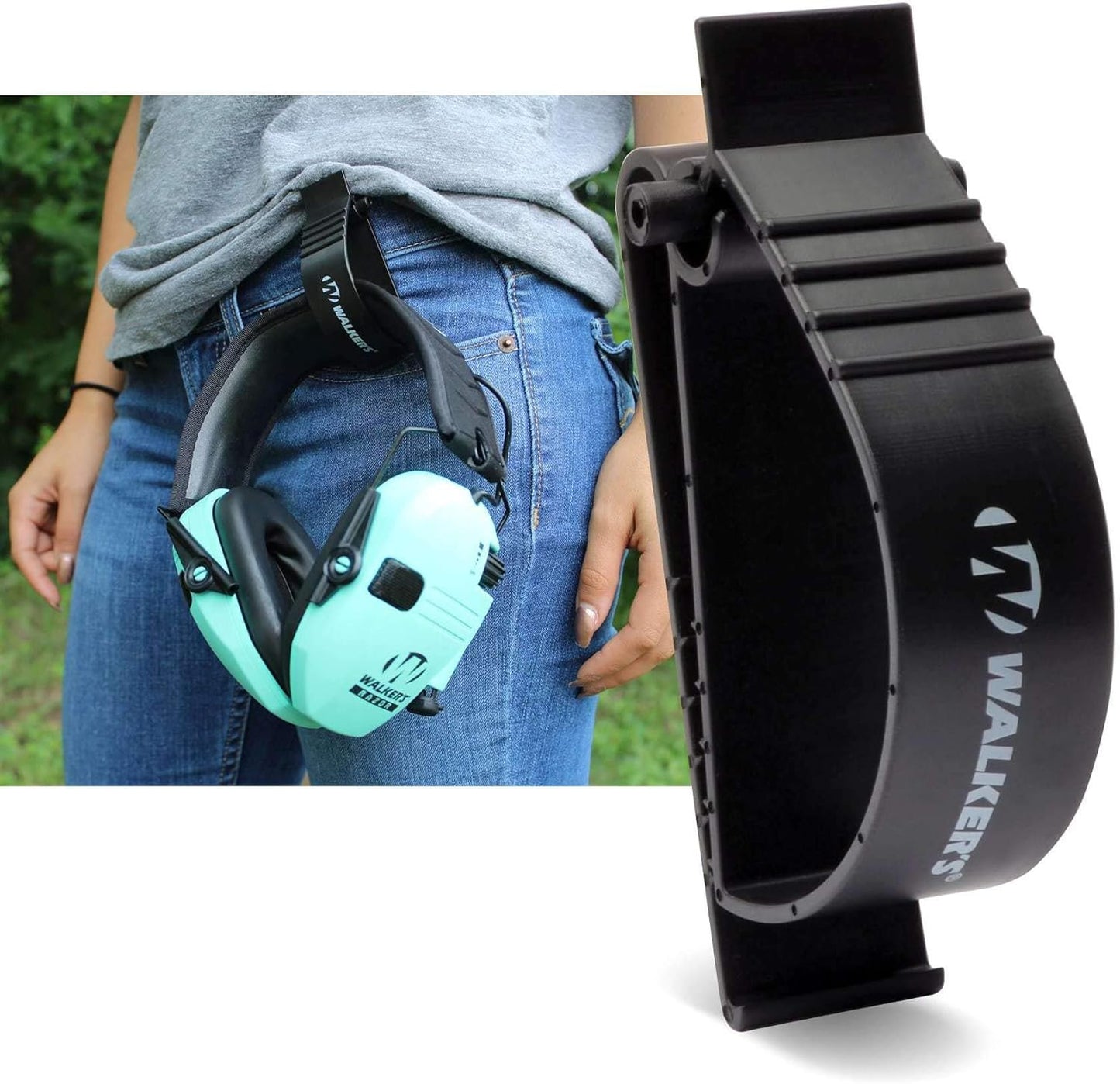 Walker's Durable Molded Polymer Universal Hands-Free Carry Hunting Range Shooting Earmuffs, Safety Glasses & Accessories Pocket Waistband Belt Clip Holder