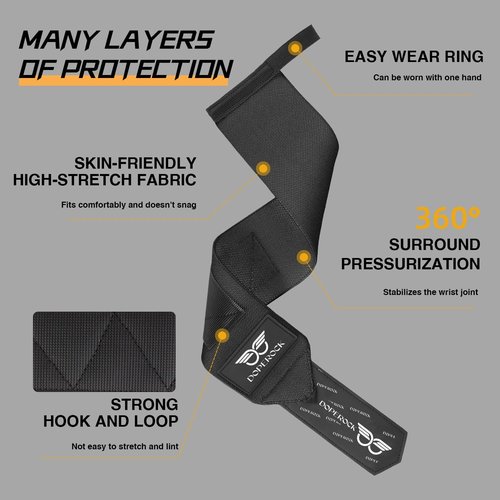 Wrist Wrap for Weightlifting 18 Inch Wrist Wraps Workout support, Wrist Wraps with Thumb Loop and Left/Right Tabs, Wrist Brace for Wrist Support and Protection, Men and Women (1Pair)
