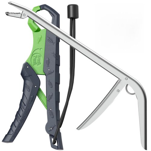 SNAIL TRAIL 11.5" Fishing Hook Remover Tool & 9" Floating Fish Gripper Kit, Stainless Steel Fish Dehooker, Fish Grabber, Saltwater Fish Lip Grip, Hook Extractor Pliers, Fishing Gear and Accessories