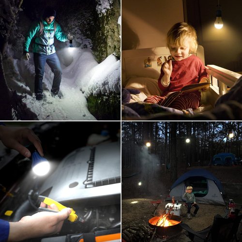 Lepro Bundle – 2 Items：2 Pack Solar Spot Lights Outdoor Waterproof & 4 Pack LED Camping Lantern